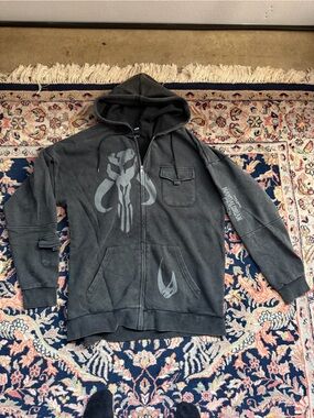 Star Wars Mandalorian Black oversized Zip-Up Hoodie